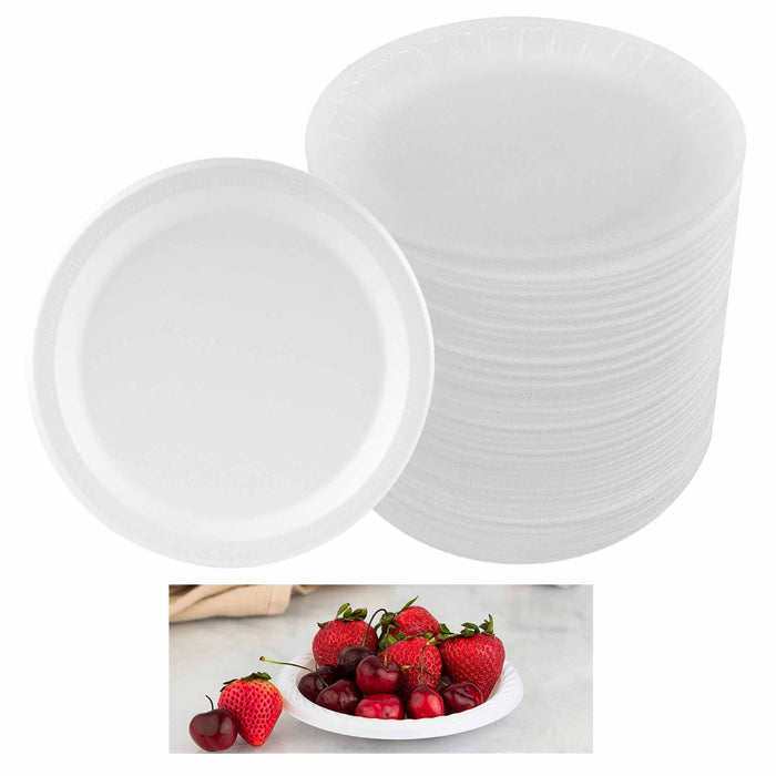 250 Pack 6 Inch White Foam Plastic Plates Disposable Strong Sturdy Soak Proof 6"