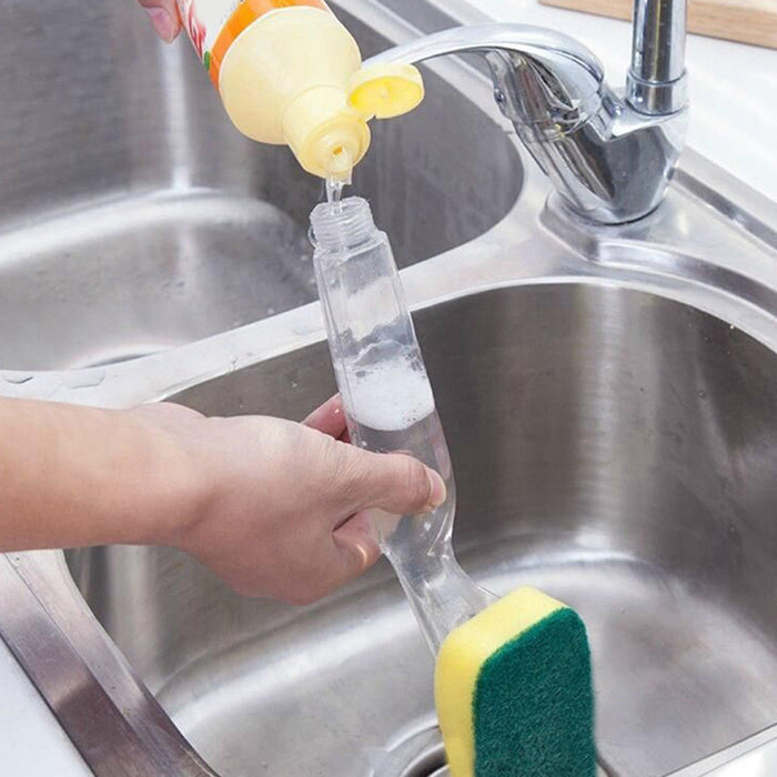 1 Set Soap Dispenser Scrubber Dish Wand Brush Scrub Refill Wash Pot Pan Kitchen