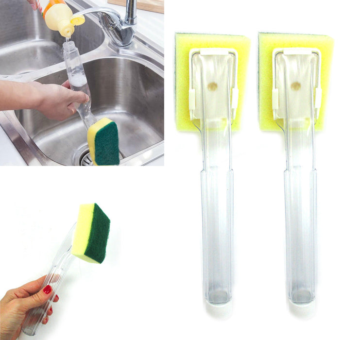 4 Soap Dispenser Scrubber Dish Wand Brush Scrub Refill Washing Potts Pan Kitchen