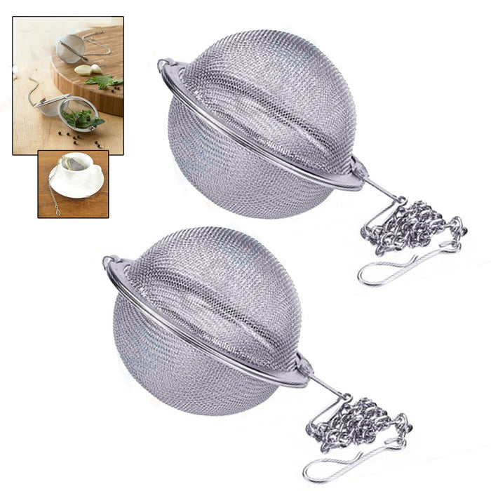 2 PC Stainless Steel Mesh Tea Ball Strainers Tea Fine Strainer Infuser Filters