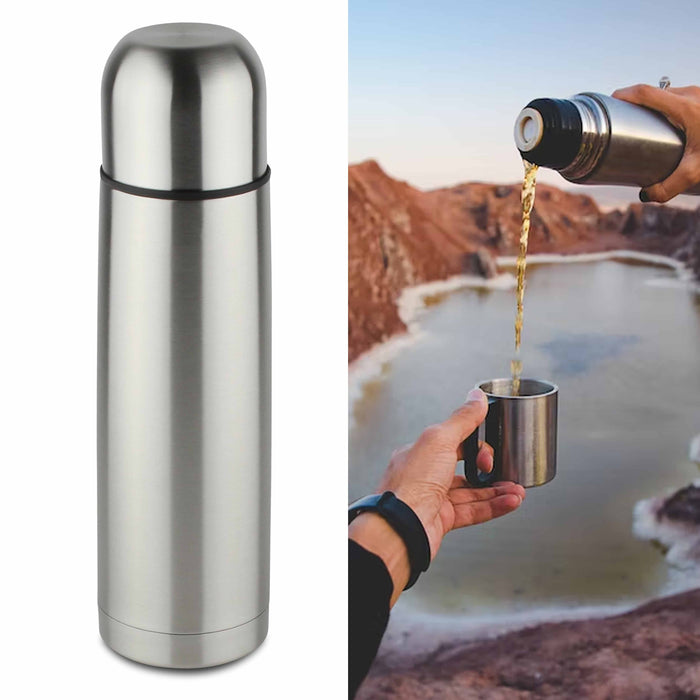 2 Large Insulated Thermo Vacuum Flask Coffee Mug Water Bottle Stainless 1000ml