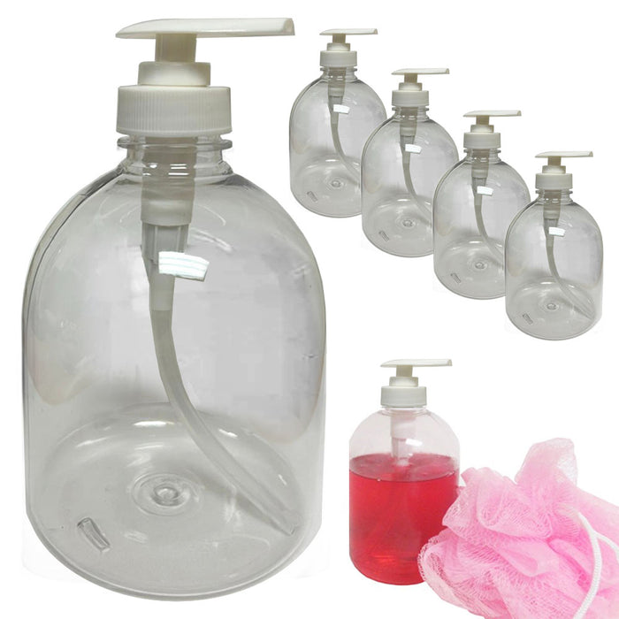 5 Pk Refillable Soap Dispenser Plastic Empty Bottle Pump Liquid Lotion 16.9oz