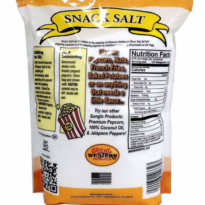 1 Sunglo Premium Snack Salt Popcorn Kernel Seasoning Fine Non-GMO 35oz Cooking