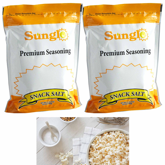 2 Sunglo Snack Salt White Popcorn Kernel Premium Seasoning Spice Non-GMO 35oz