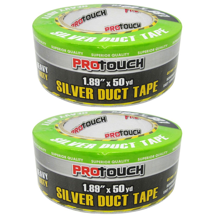 2 Pk Silver Duct Tape Roll Heavy Duty 1.89"x50yd Adhesive Sealing Packing Repair