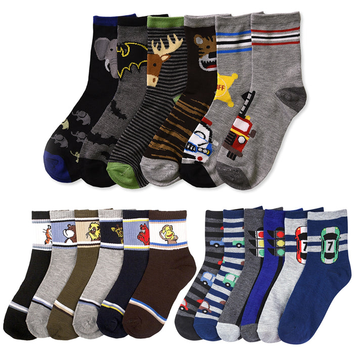 12 Pairs Assorted Boys Socks Size Ages 6-8 Years Kids Casual Sport Wholesale Lot