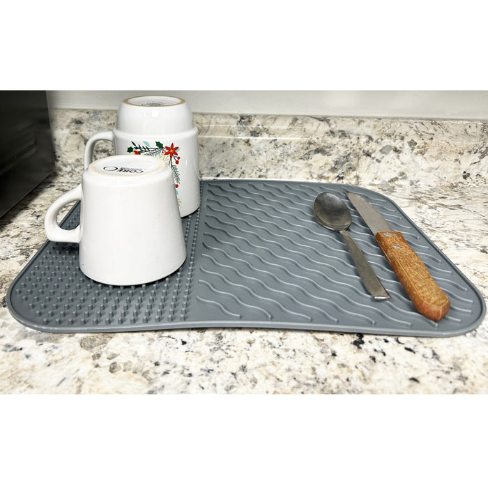 Silicone Dish Drying Mat Multi Use Kitchen Counter Heat Resistant 14x11 BPA Free