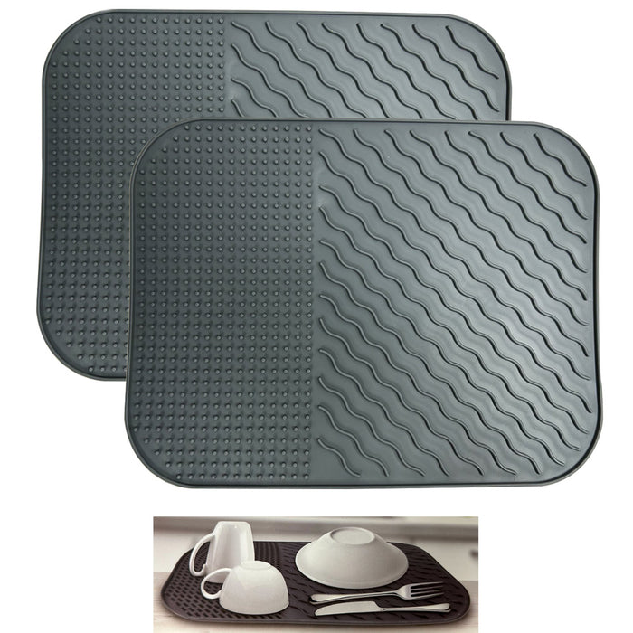 2 Silicone Dish Drying Mat Kitchen Counter Sink Drawer Liner 14X11 Eco Bpa Free