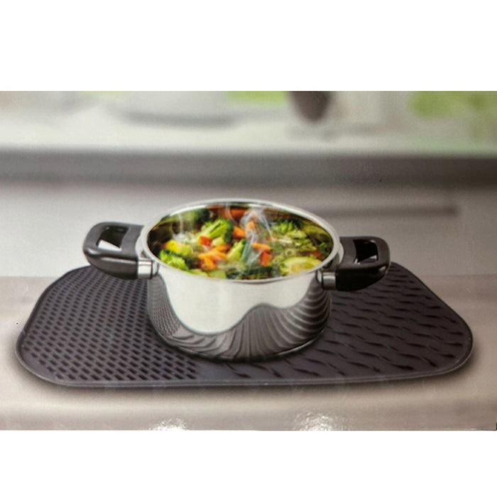 1 Non Slip Silicone Dish Mat Drain Pad Counter Trivet Multi Use BPA Free 14"x11"