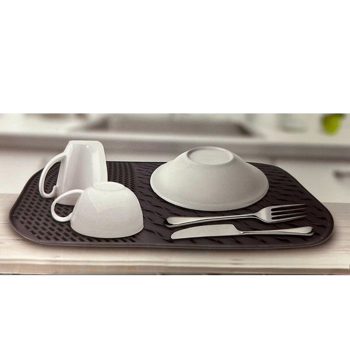 1 Non Slip Silicone Dish Mat Drain Pad Counter Trivet Multi Use BPA Free 14"x11"