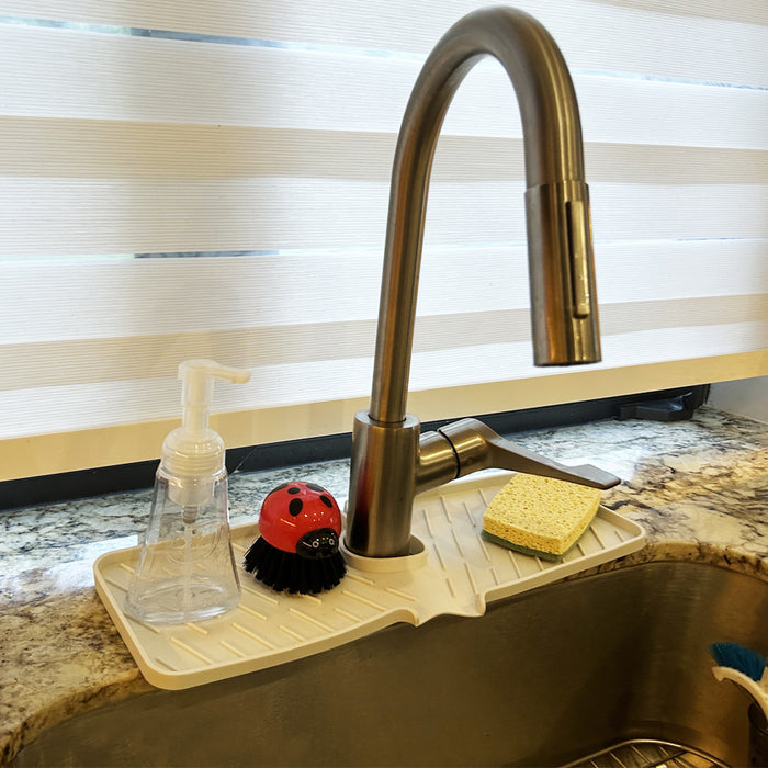 1 Silicone Faucet Drain Mat Drip Catcher Tray Kitchen Sink Splash Guard Slip Pad