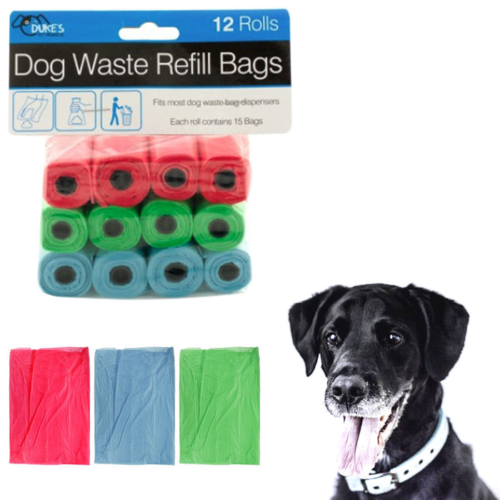 12 Rolls Dog Waste Refill Bags Poop Pooper Pick Up Clean Coreless Pet Outdoor