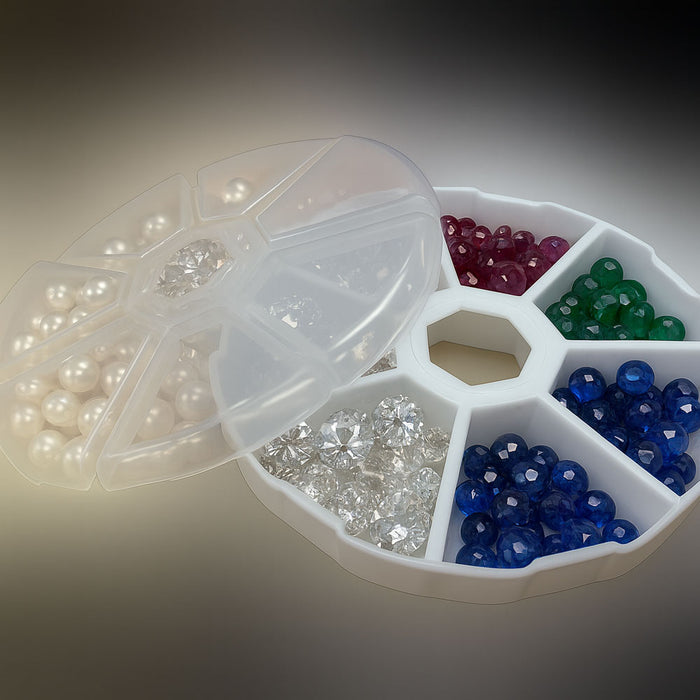 5Pcs 7 Compartments Plastic Clear Round Craft Gem Beads Display Storage Case Box