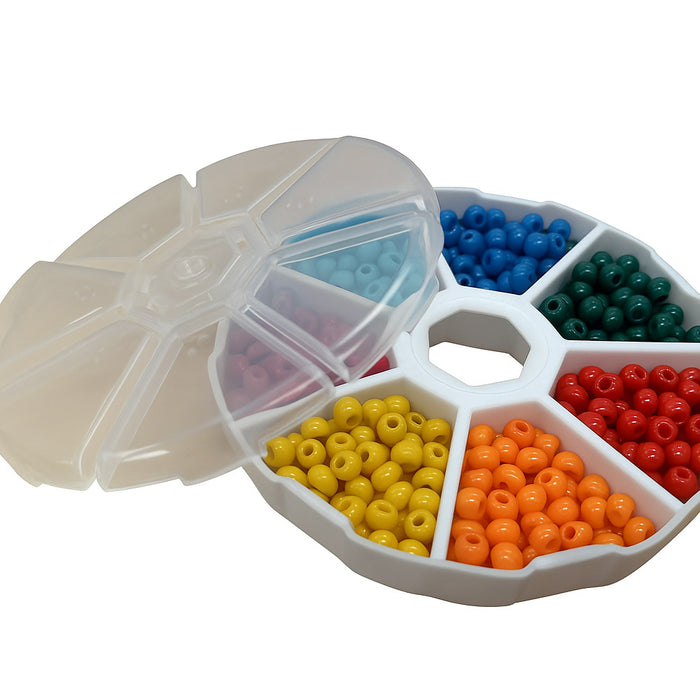 5Pcs 7 Compartments Plastic Clear Round Craft Gem Beads Display Storage Case Box