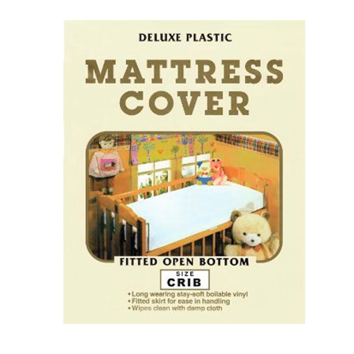 1 Crib Size Mattress Cover Fitted Light Vinyl Toddler Bed Dust Protector White
