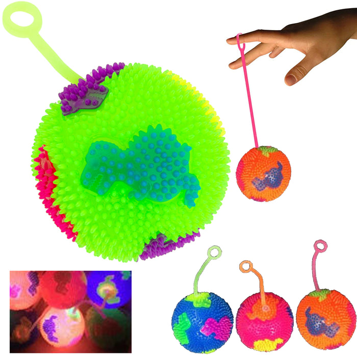 12 Light up Ball Bouncy Balls Kids Adult 3" Sensory Stress Yoto Flashing Squeaky