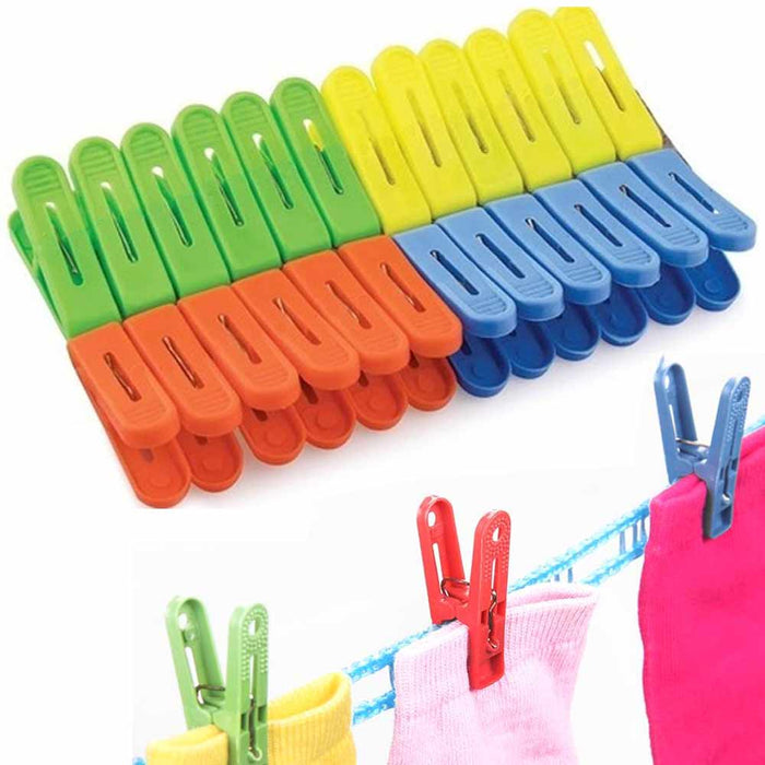 24 Plastic Clothespins Laundry Clips Clothes Pegs Pins Hangs Clothing