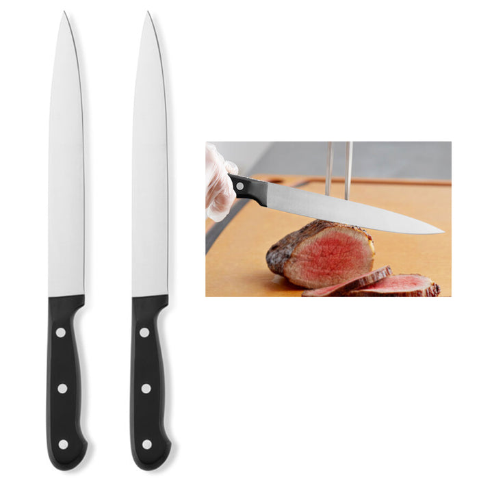 2 Carving Slicing Boning Knife 8" Pro Premium Stainless Sharp Blade Meat Cutting