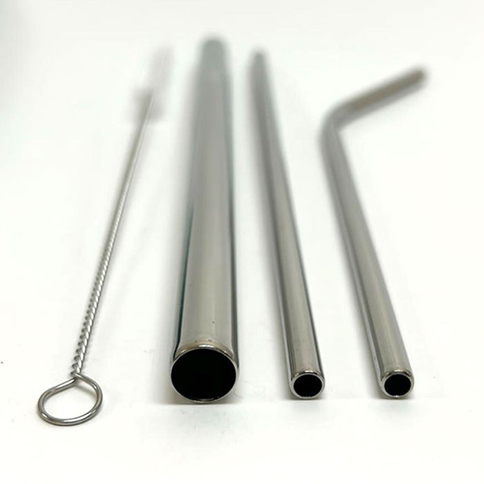 4 Pc Stainless Steel Reusable Metal Straw Set Drinking Assorted Cleaning Brush