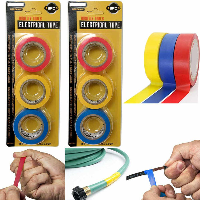 6 Electrical Tape Colors 3/4In X 30 Feet Dustproof Adhesive General Home Vehicle