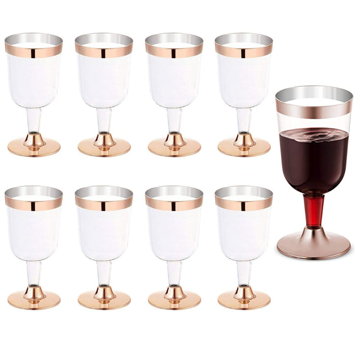 8 X Rose Gold Plastic Champagne Flute Disposable Wine Glass 5.5oz Wedding Party