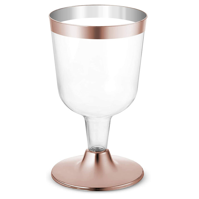 8 X Rose Gold Plastic Champagne Flute Disposable Wine Glass 5.5oz Wedding Party
