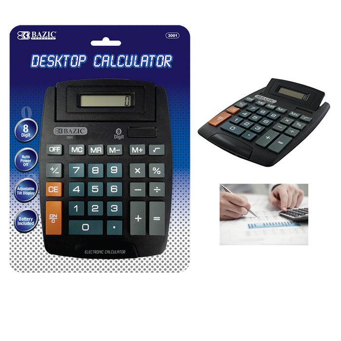 Large Jumbo Calculator Big Button 8-Digit Desktop Math Display Solar Battery New