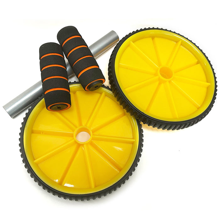 1 Dual Ab Wheel Roller Tone Six Pack Abs Abdominal Workout Gym Exercise Fitness