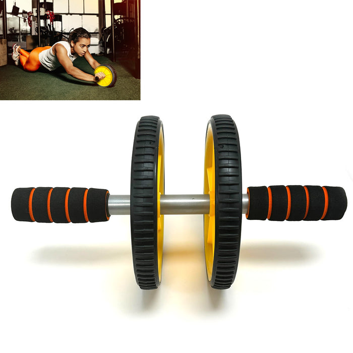 1 Dual Ab Wheel Roller Tone Six Pack Abs Abdominal Workout Gym Exercise Fitness