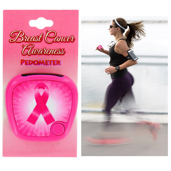 1 Pink Ribbon Pedometer Breast Cancer Awareness Digital LCD Activity Tracker