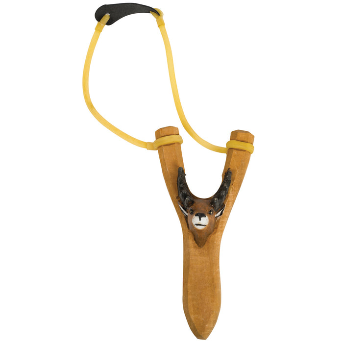 1 Hand Carved Animal Slingshot Wooden Sling Shot Catapult Deer Bear Eagle Wolf