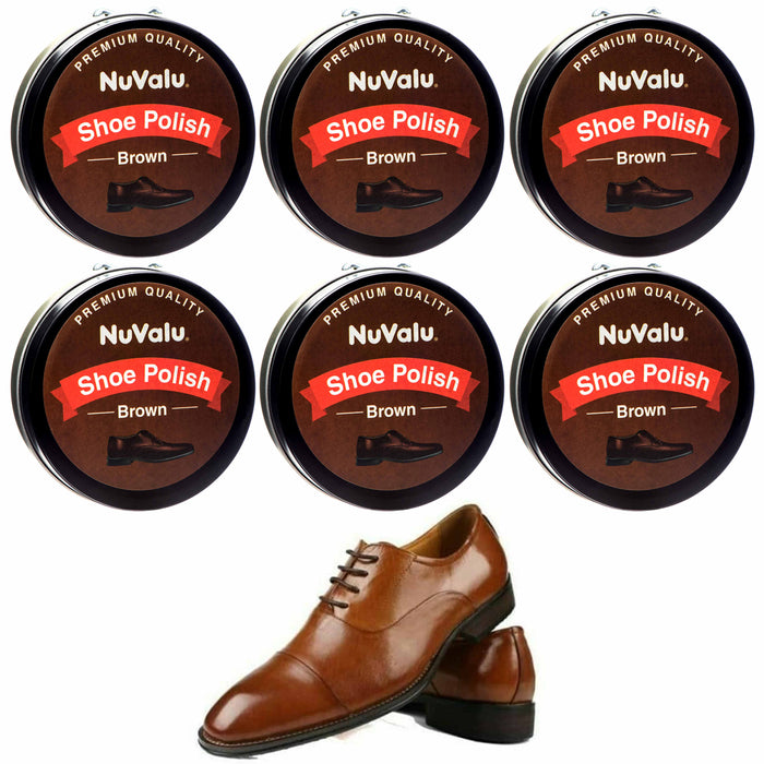 6 Premium Shoe Polish Brown Stain Wax Paste Leather Boot Purse Cream Care Shine