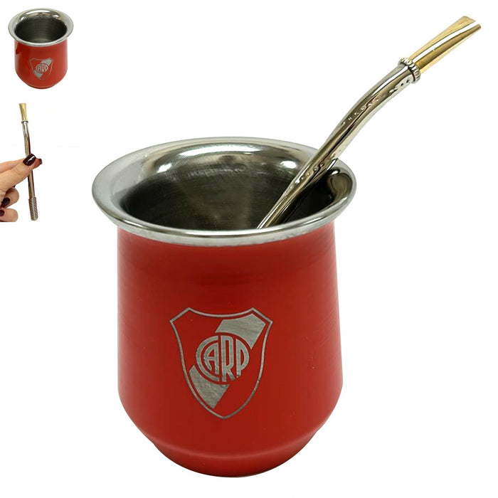 Carp Mate Gourd Cup Bombilla Straw River Plate Futbol Argentina Stainless Steel
