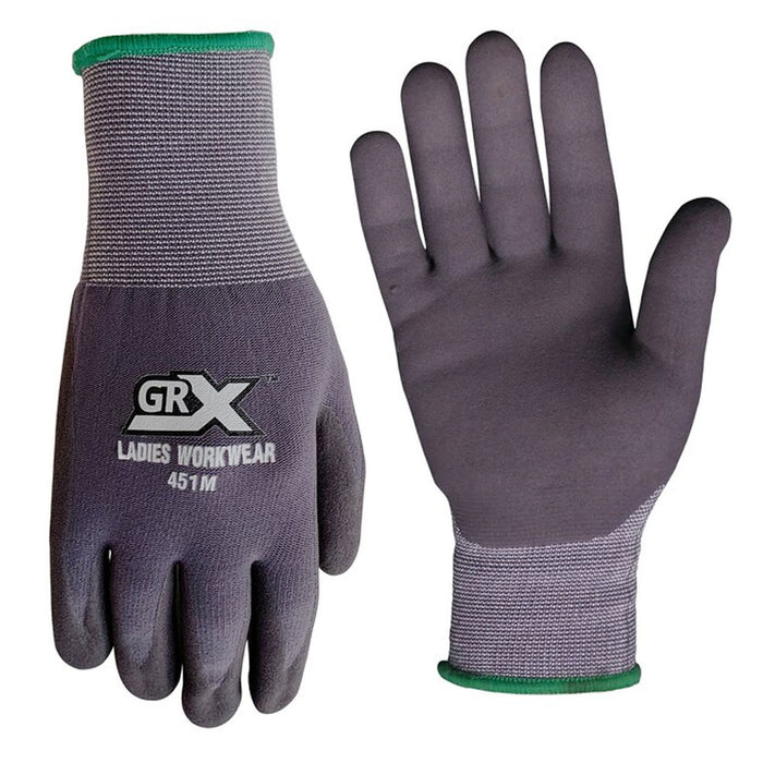 1 Pair Ladies Work Gloves Nitrile Coated Nylon Palm Safety Seamless Knit Size M