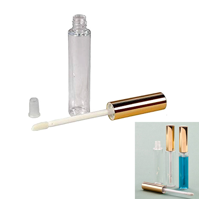 20 Plastic PET Lip Gloss Bottles 10ML Balm Container Clear Stopper Gold Lot