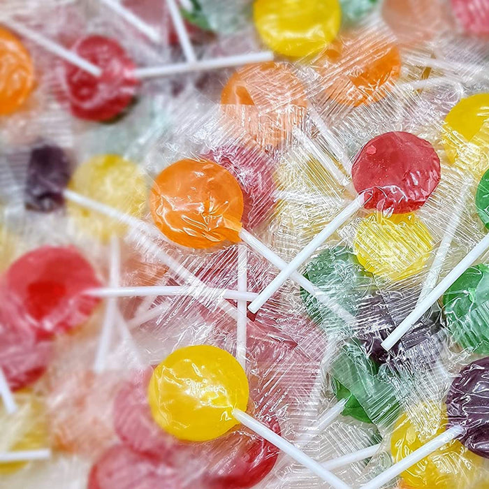 2 Bags Hard Candy Assorted Pops Flavor Sucker Flat Lollipops Sweet Candies 3.5oz