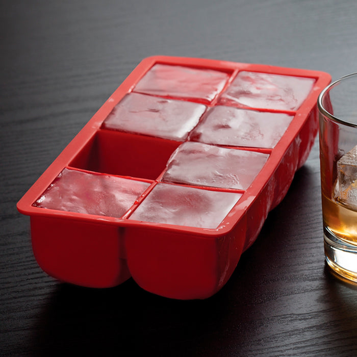 Big Block Silicone Ice Cube Tray Large 2"X2" Red Party Bar Cocktails Drink Mold