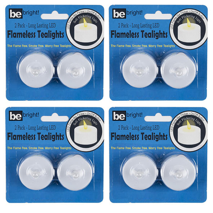 8 Flameless Tea Light Candles Christmas LED Flickering Battery Operated Tealight