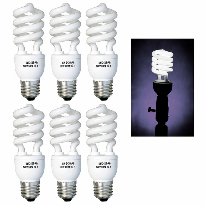 6 CFL Light Bulbs Energy Saving Soft White 26W 125 Watt Fluorescent Lighting