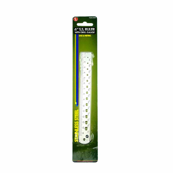 1 Stainless Steel 6" Sae Metric Machinist Ruler Rule Drill Gauge 1/16" MM 5MM !!