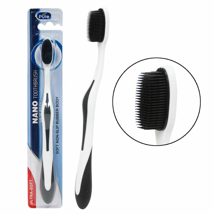 4 Pc Nano Ultra-Soft Toothbrush Rubber Bristles Oral Care Clean Adult Children