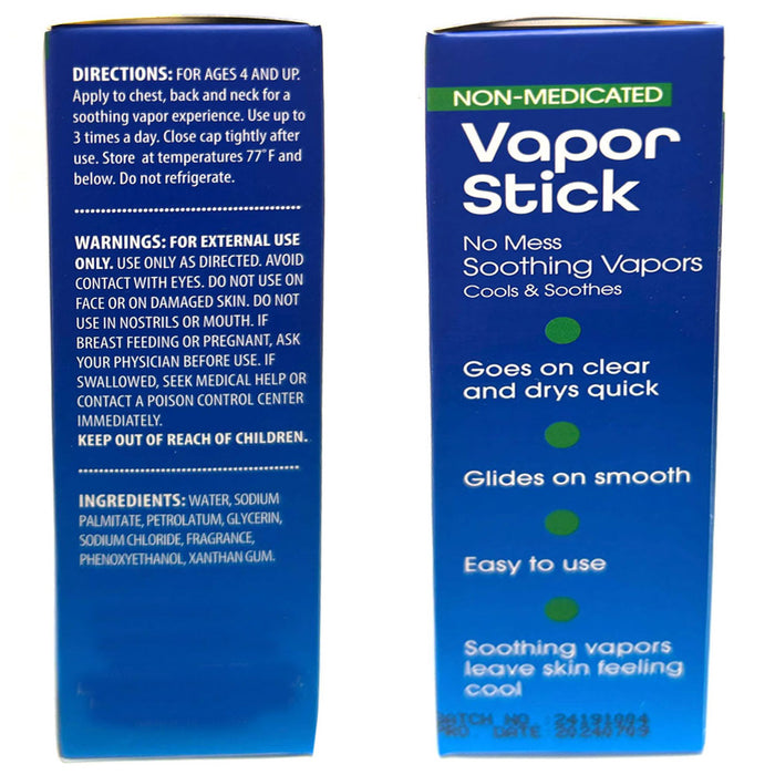 2 Pk Vapor Stick Breathe On The Go Non Medicated Sinus Relief Ache Soothing 35g