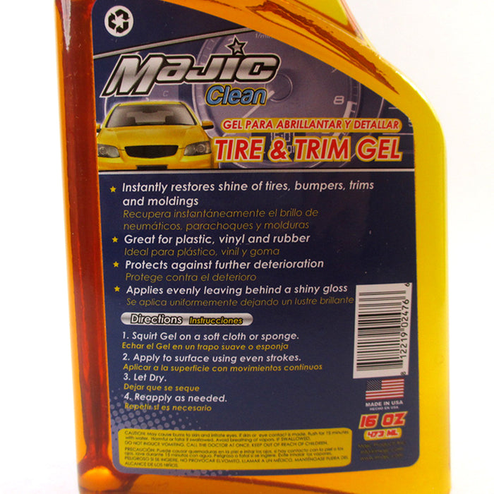 Tire Trim Shine Gel Polish Plastic Rubber Wipe Cleaning Auto Car Wheels 16oz New