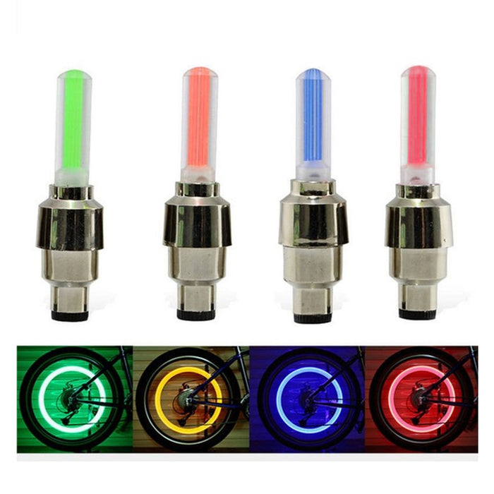 4 Pc LED Cap Valve Light Wheel Tire Bicycle Bike Car Spoke Glow Lamp Motorcycle