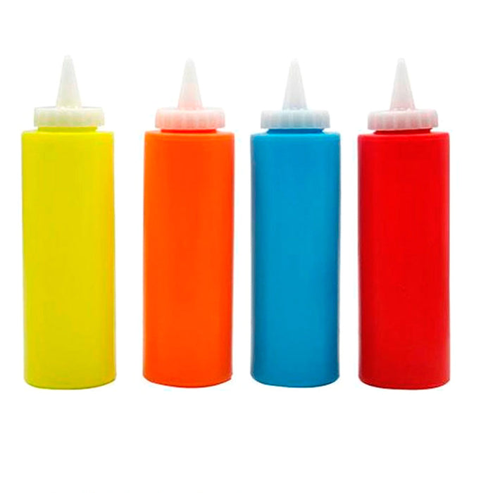 4 Condiment Squeeze Bottle Dispenser Salad Dressing Plastic 12oz Mustard Ketchup