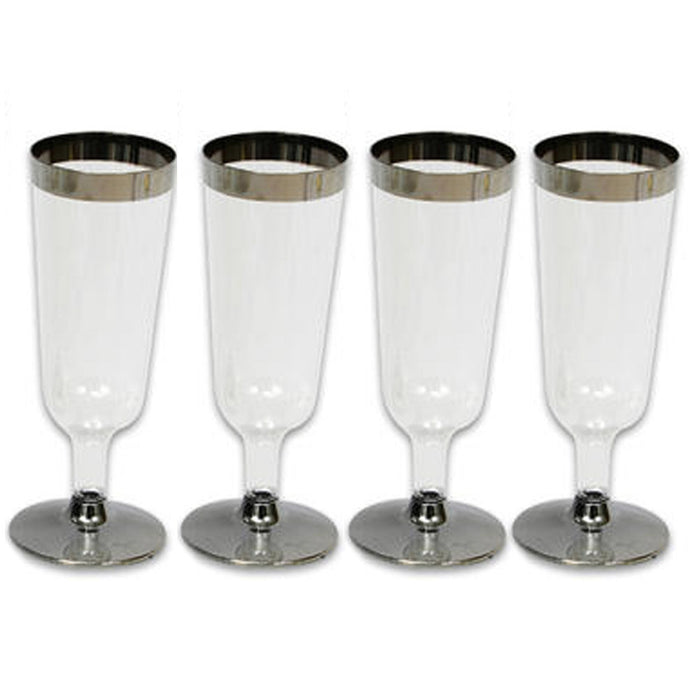Set Of 4 Plastic Champagne Glasses Flute Plastic Wine Cups Wedding Party Clear