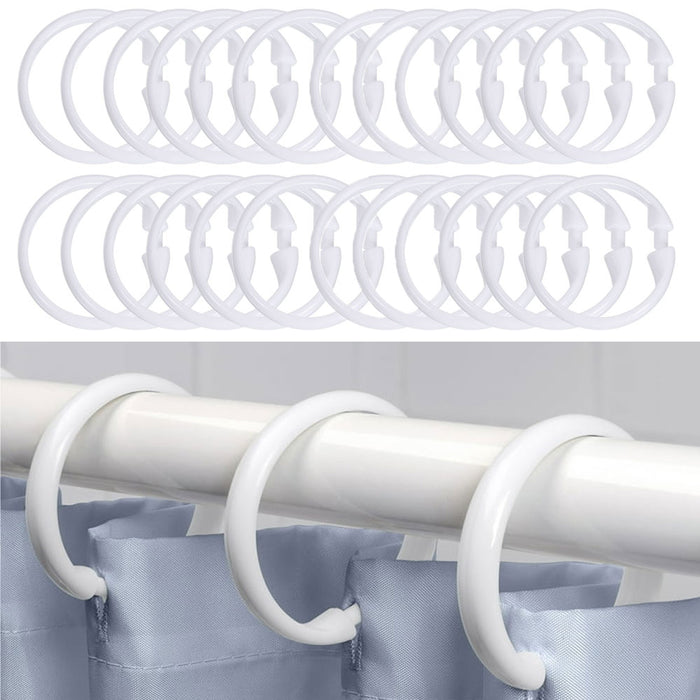 24 Shower Curtain Rings Plastic Curtain Rings Hooks Glide Shower Bath Rod White