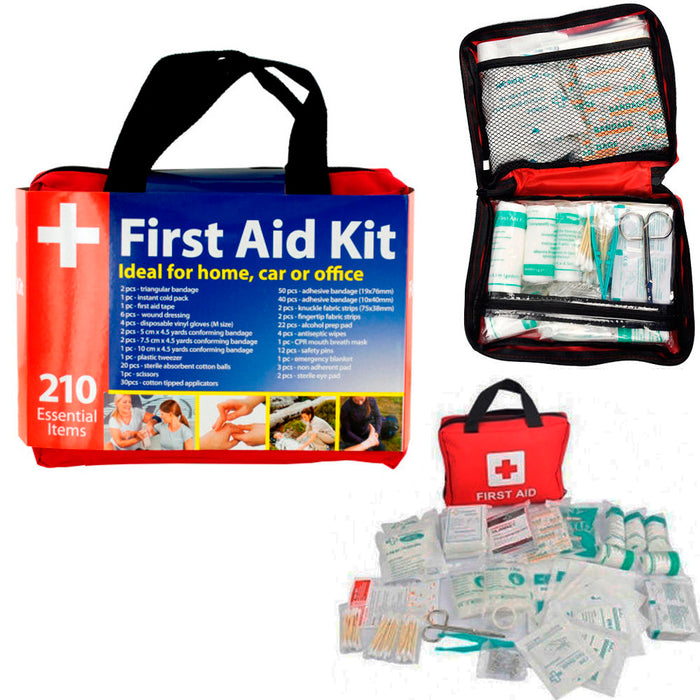 210 Pc First Aid Kit Bag Travel Camping Sport Medical Emergency Survival Outdoor