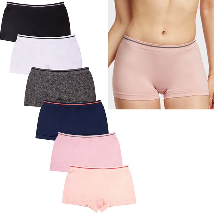 Womens Seamless Boyshort Panties 6 Pack Soft Stretch Underwear Boxer Brief XS–L