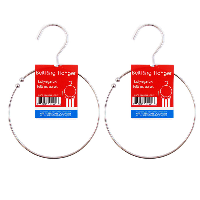 2 Ring Hanger Hole Design Scarf Belt Tie Closet Organizer Holder Hook Towel Hang